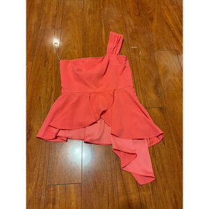 Women's Trina Turk Coral One-Shoulder Peplum Top Size 8